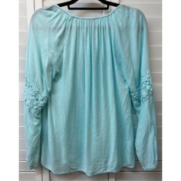 Lilly Pulitzer Light Blue Long Sleeve Top W/ Crochet Details - Picture 2 of 3